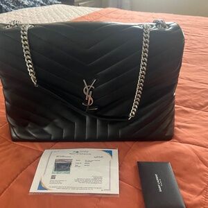 YSL Large Chevron Bag, Leather